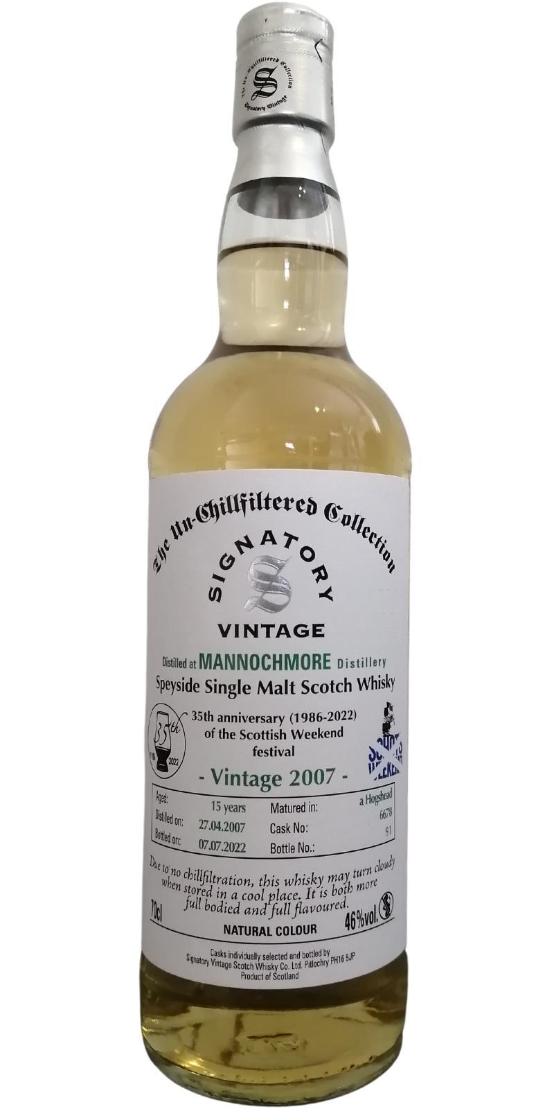 Mannochmore 2007 SV  The Un-Chillfiltered Collection