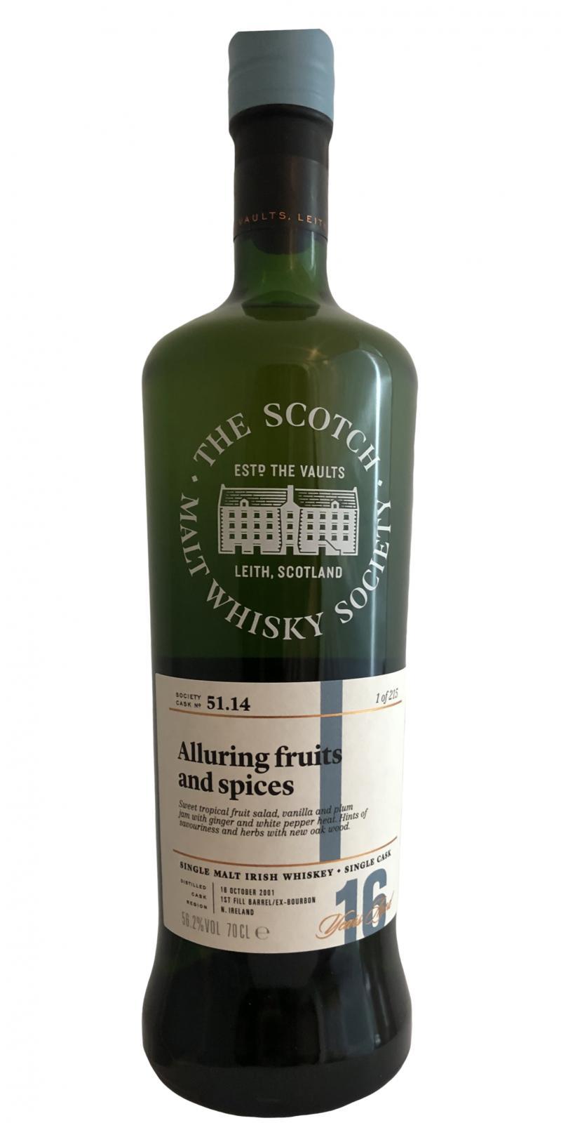 Bushmills 2001 SMWS 51.14  Alluring fruits and spices