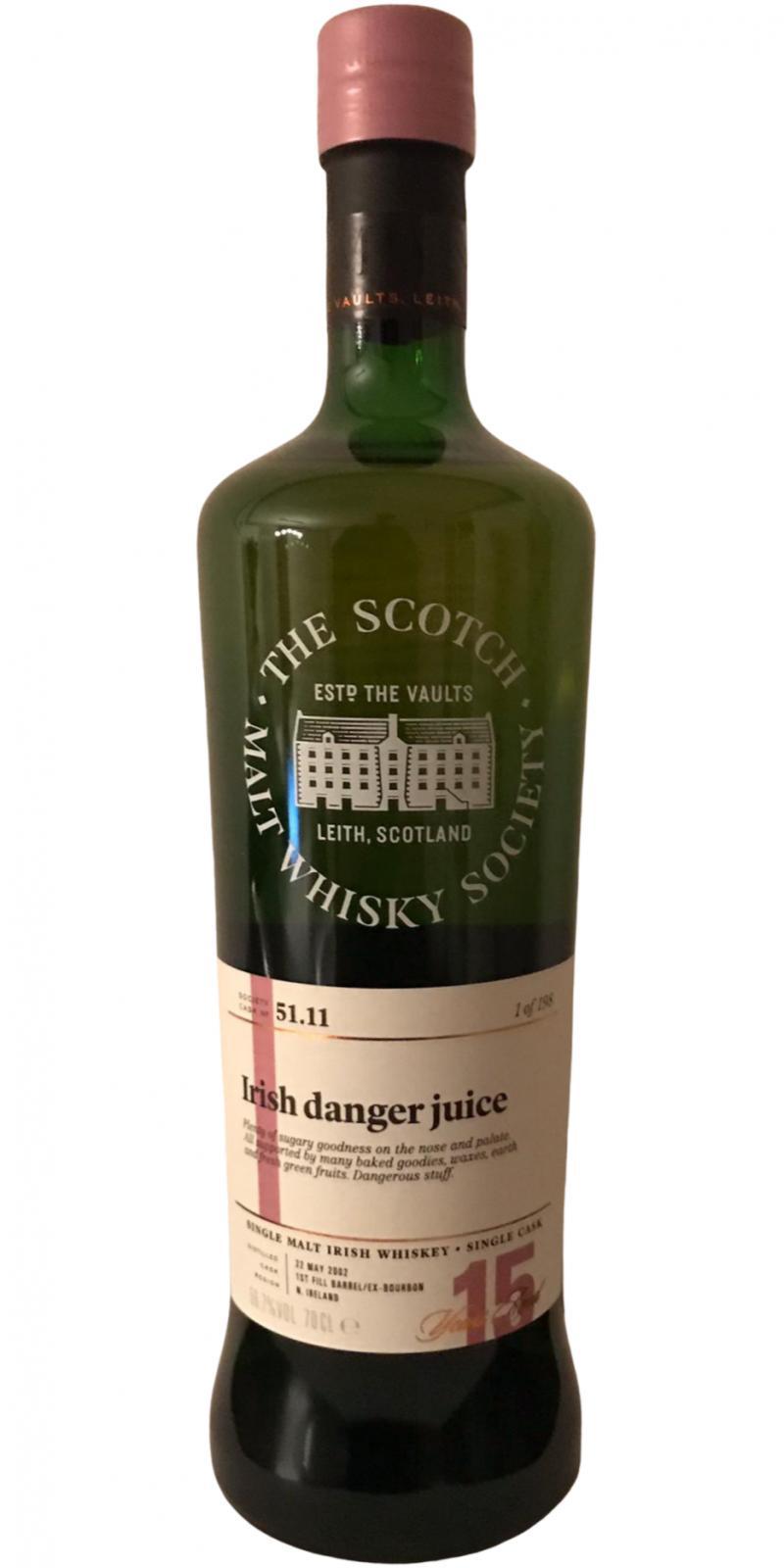 Bushmills 2002 SMWS 51.11  Irish danger juice