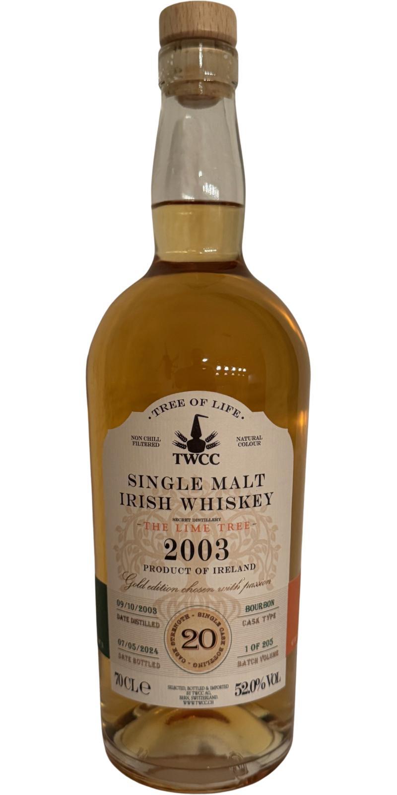 Single Malt Irish Whiskey 2003 TWCC  Tree of Life - The Lime Tree