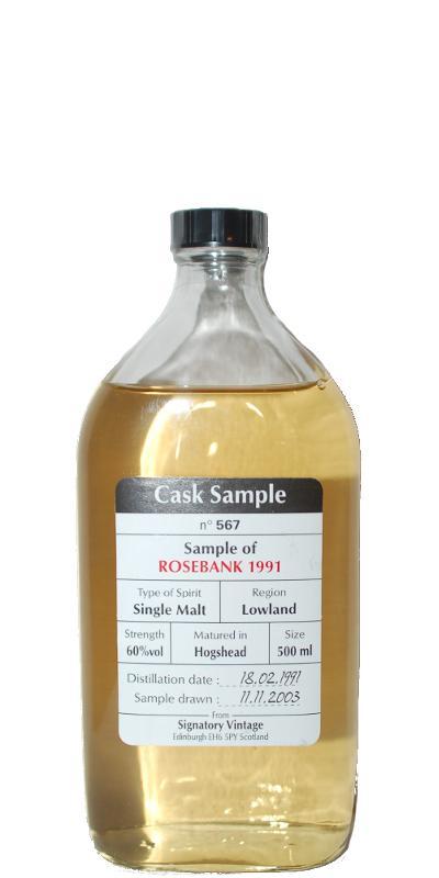 Rosebank 1991 SV  Cask Sample