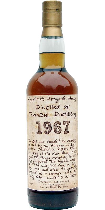 Tomintoul 1967 TI  Handwritten Label