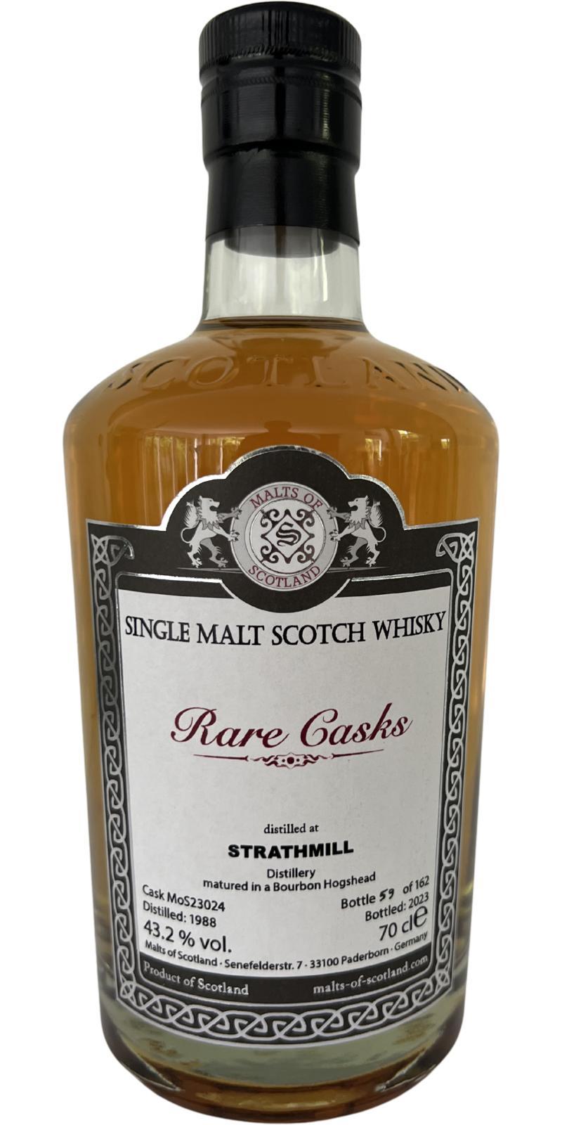 Strathmill 1988 MoS  Rare Casks Range