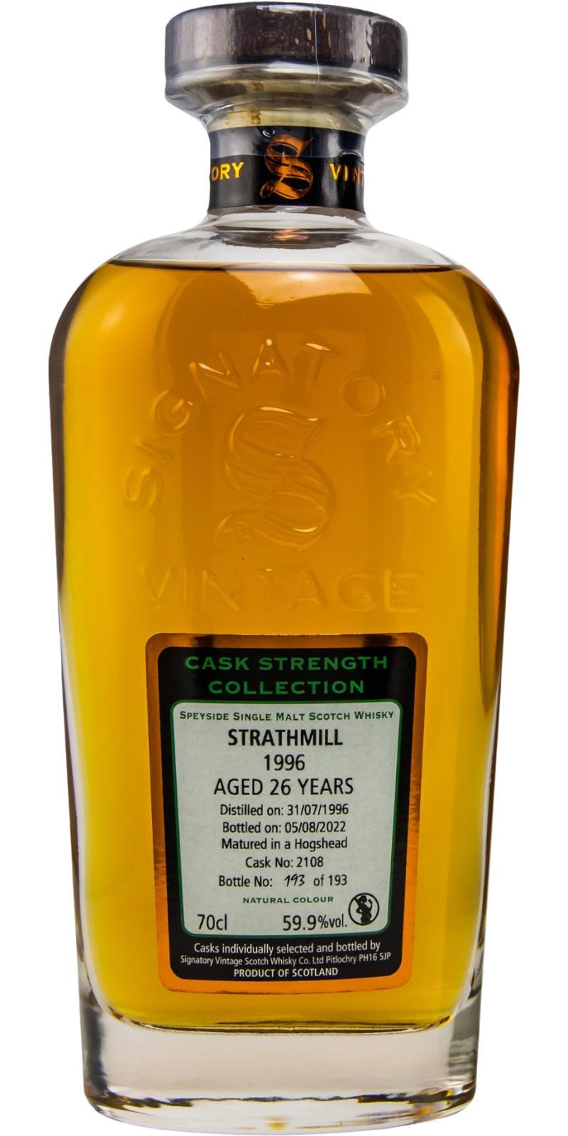 Strathmill 1996 SV  Cask Strength Collection