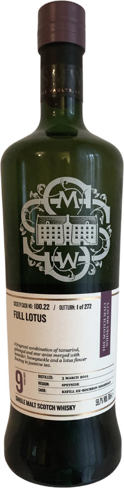 Strathmill 2011 SMWS 100.22  Full lotus