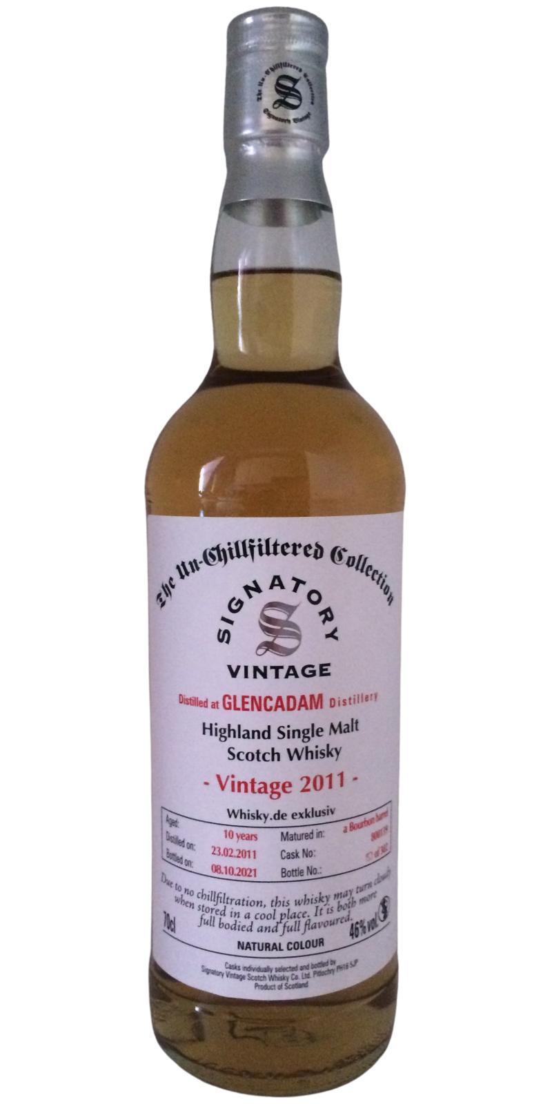 Glencadam 2011 SV  The Un-Chillfiltered Collection