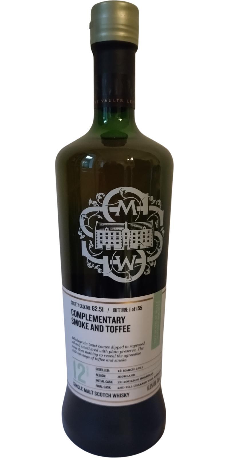 Glencadam 2011 SMWS 82.51  Complementary smoke ad toffee