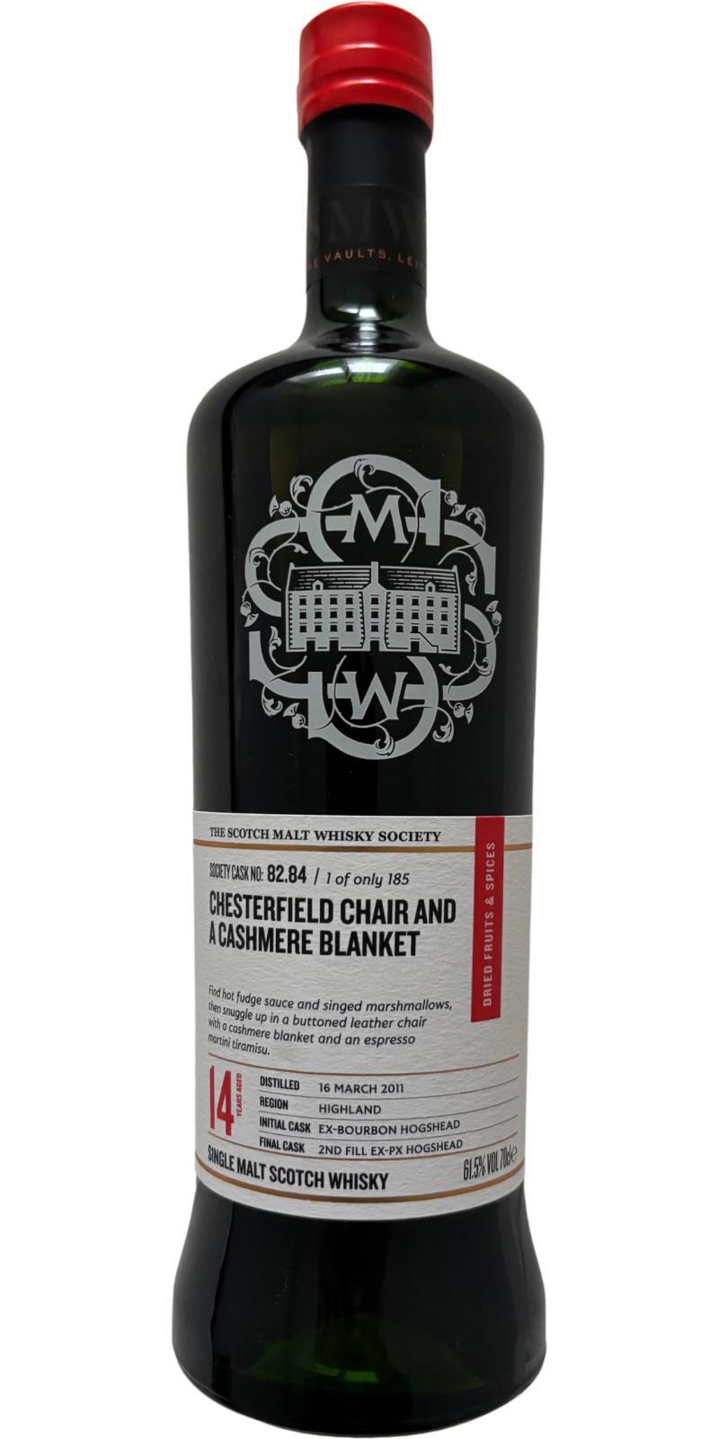 Glencadam 2011 SMWS 82.84  Chesterfield chair and a cashmere blanket