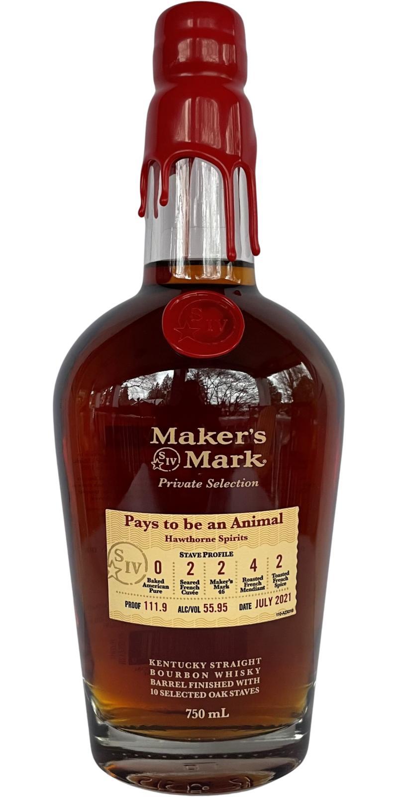 Maker's Mark Private Selection  Finished with Hand-selected Staves