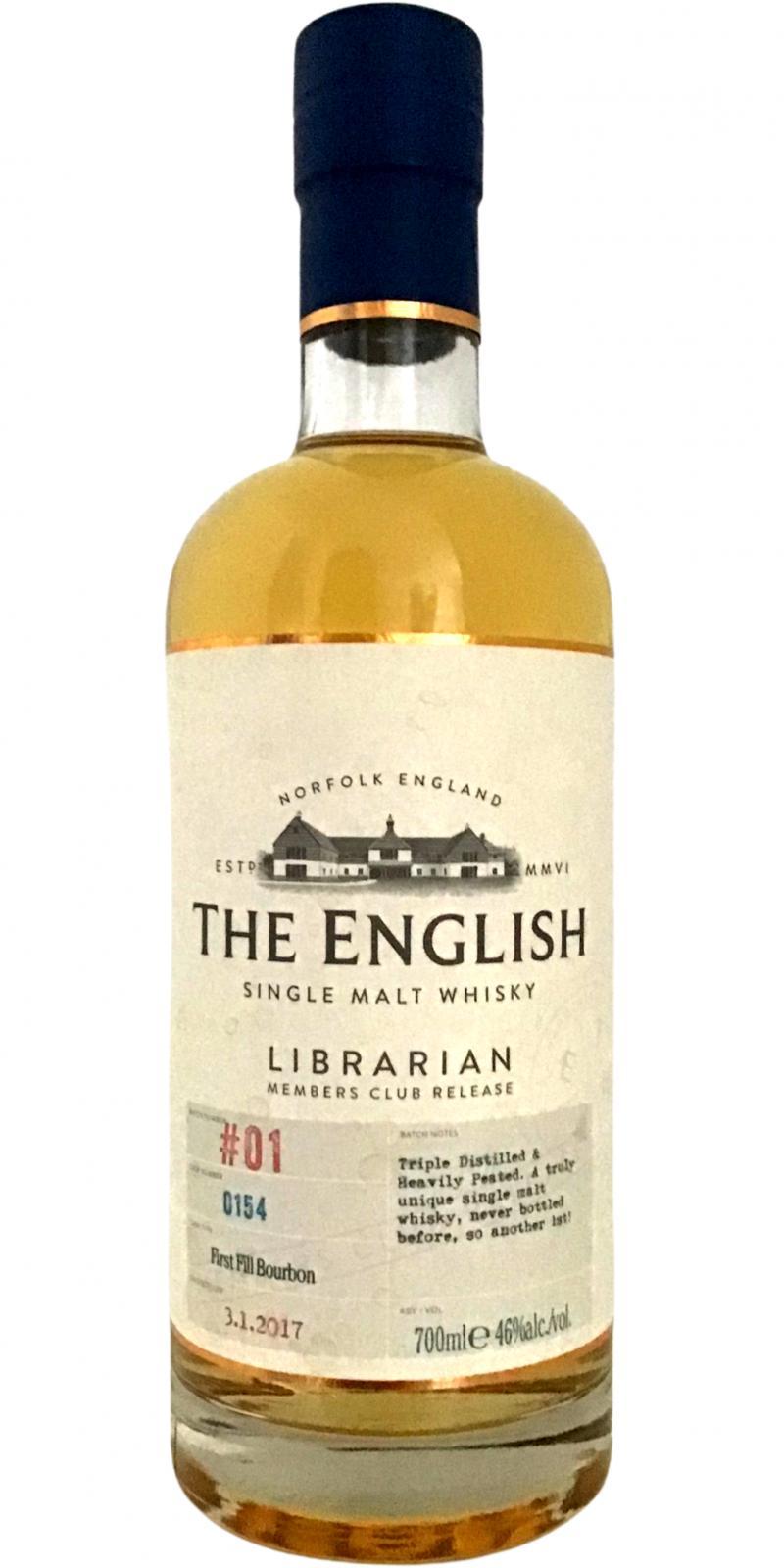 The English Whisky Members Club Release Batch #01  Librarian Members Club Release