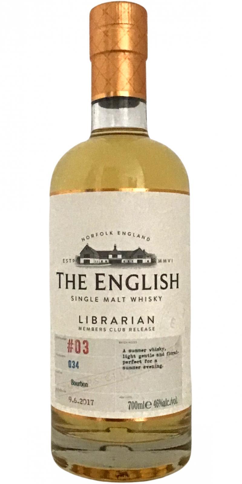 The English Whisky Members Club Release Batch #03  Librarian Members Club Release