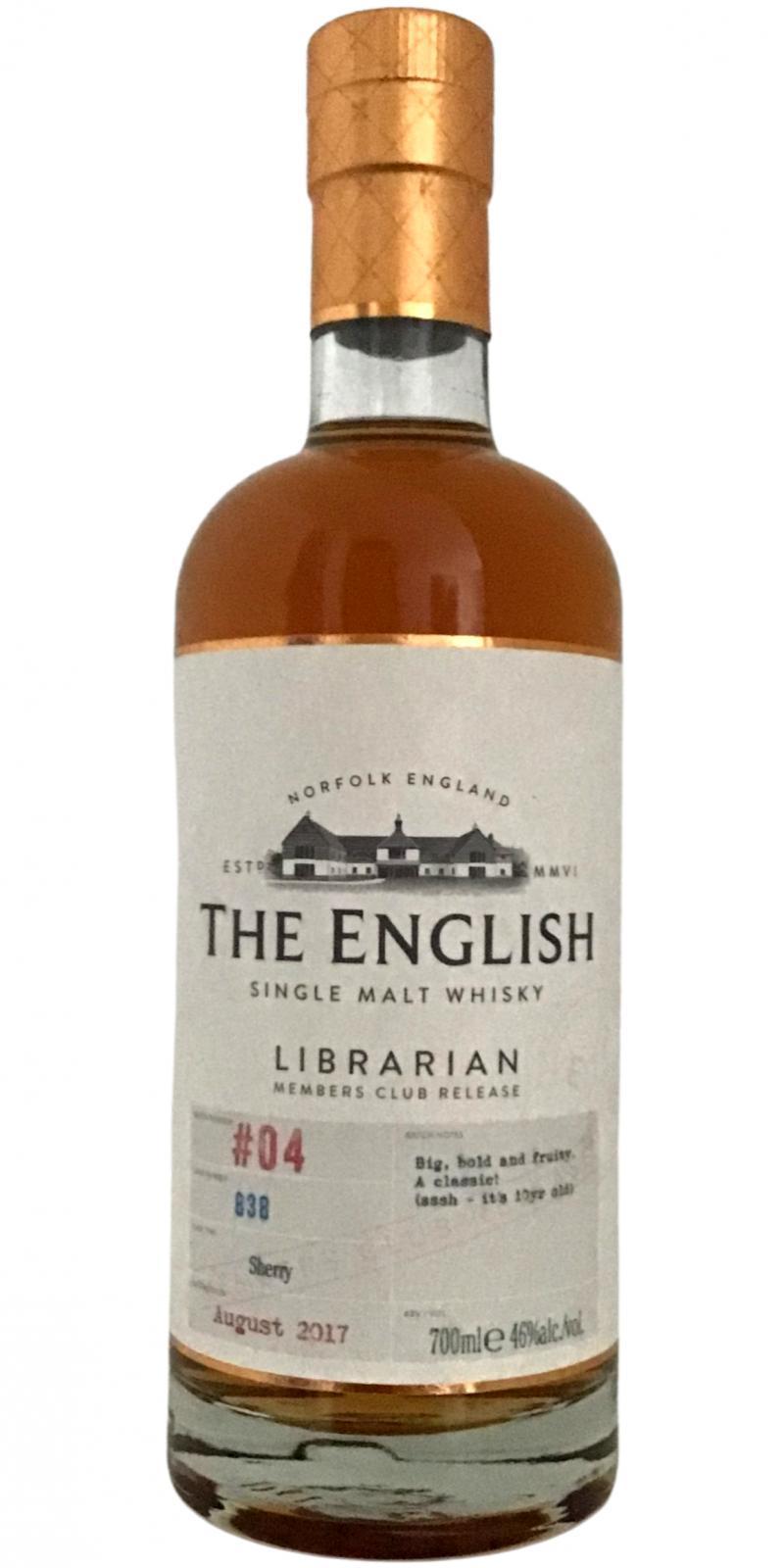 The English Whisky Members Club Release Batch #04  Librarian Members Club Release