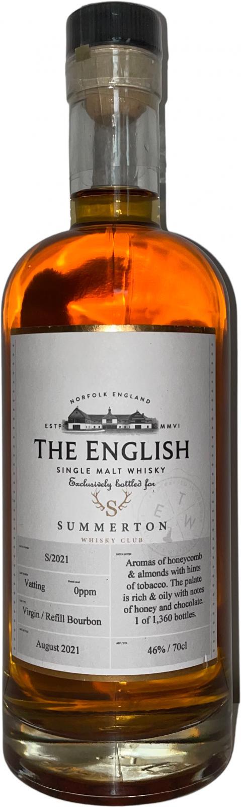 The English Whisky Single Malt Whisky  Summerton Whisky Club