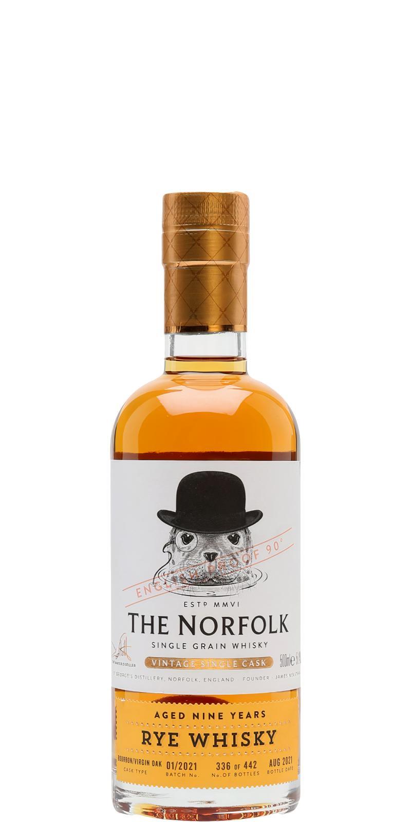 The Norfolk Rye Whisky  Vintage Single Cask