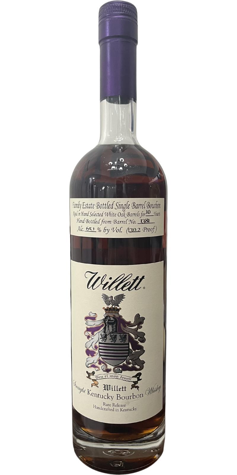 Willett 10-year-old  Family Estate Bottled Single Barrel Bourbon