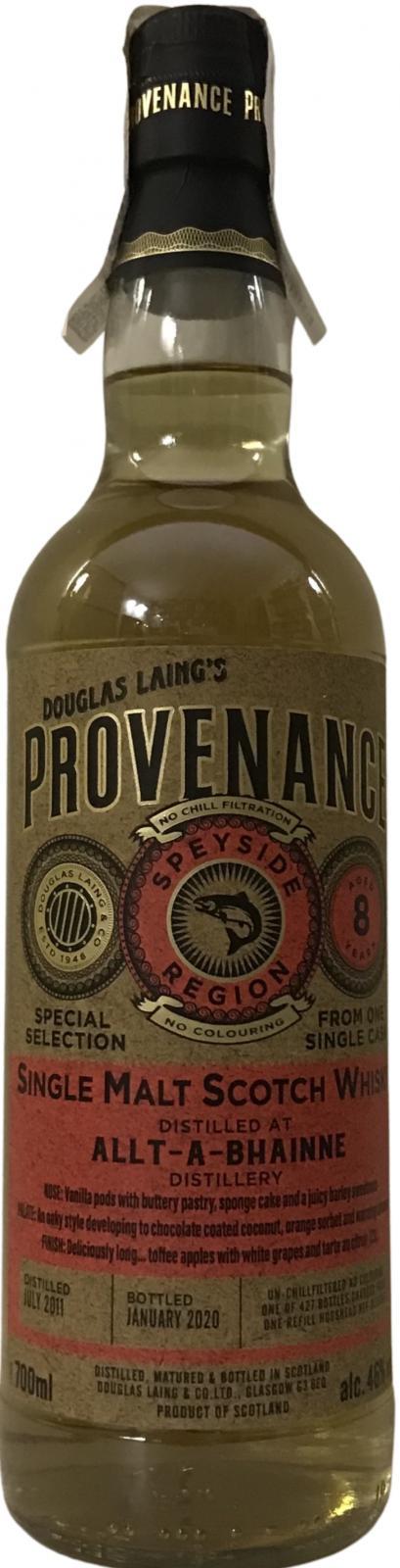 Allt-a-Bhainne 2011 DL Provenance