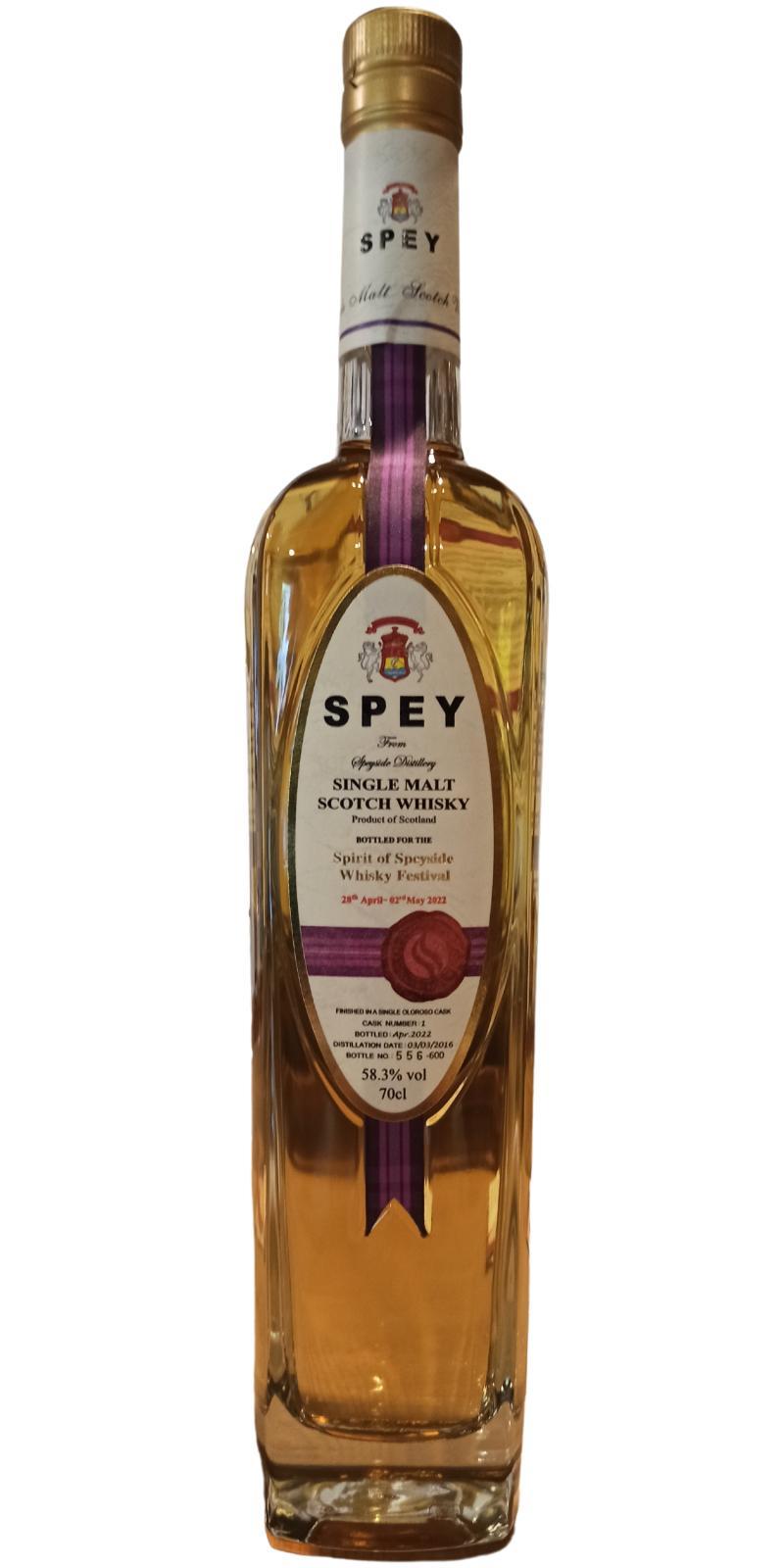 SPEY Spirit of Speyside Whisky Festival  Limited Edition - Single Cask Bottling