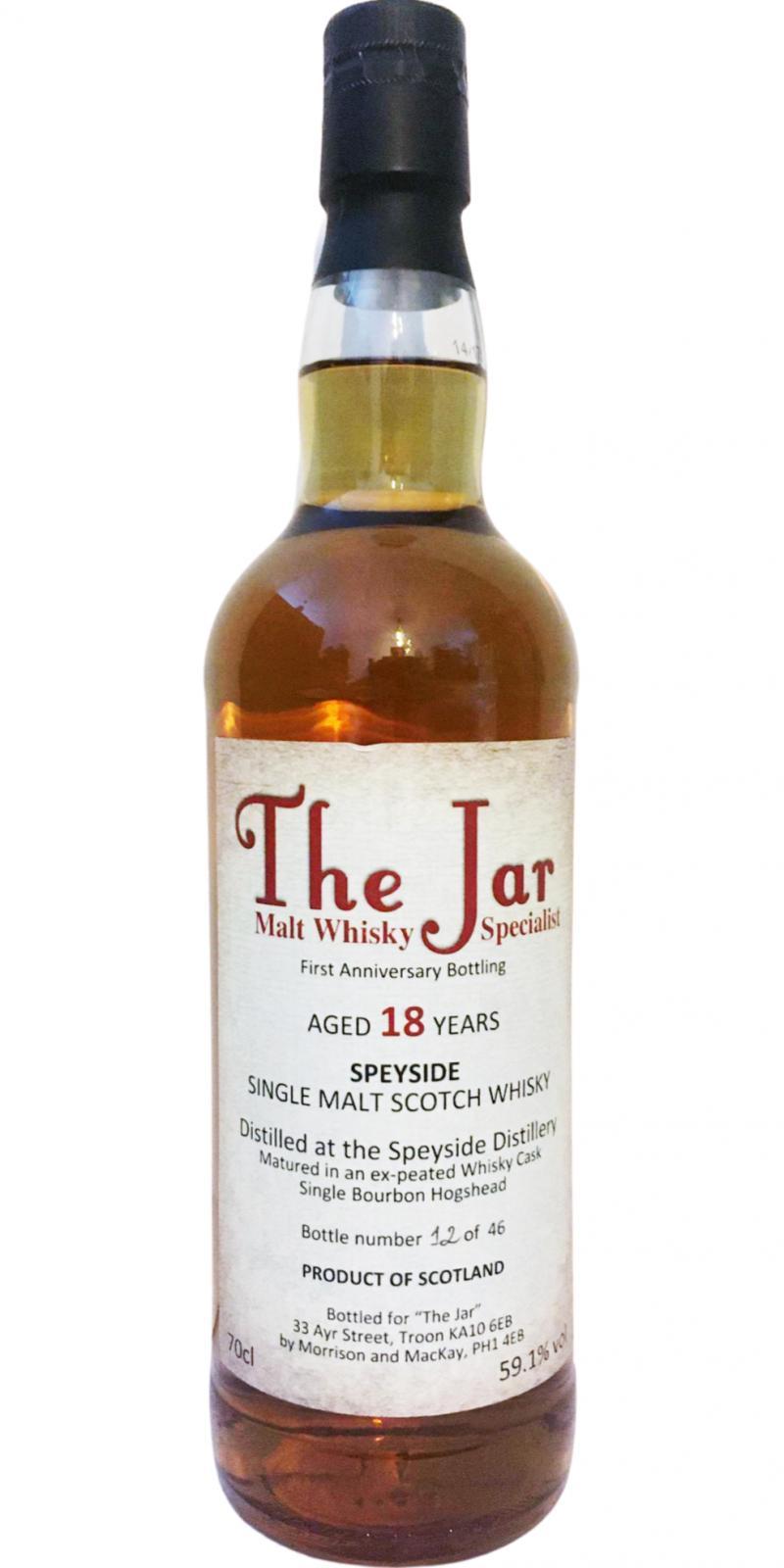 Speyside Distillery 18-year-old MMcK  The Jar - First Anniversary Bottling