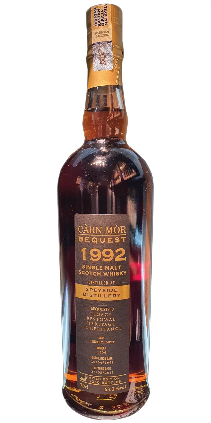 Speyside Distillery 1992 MMcK  Càrn Mòr - Bequest