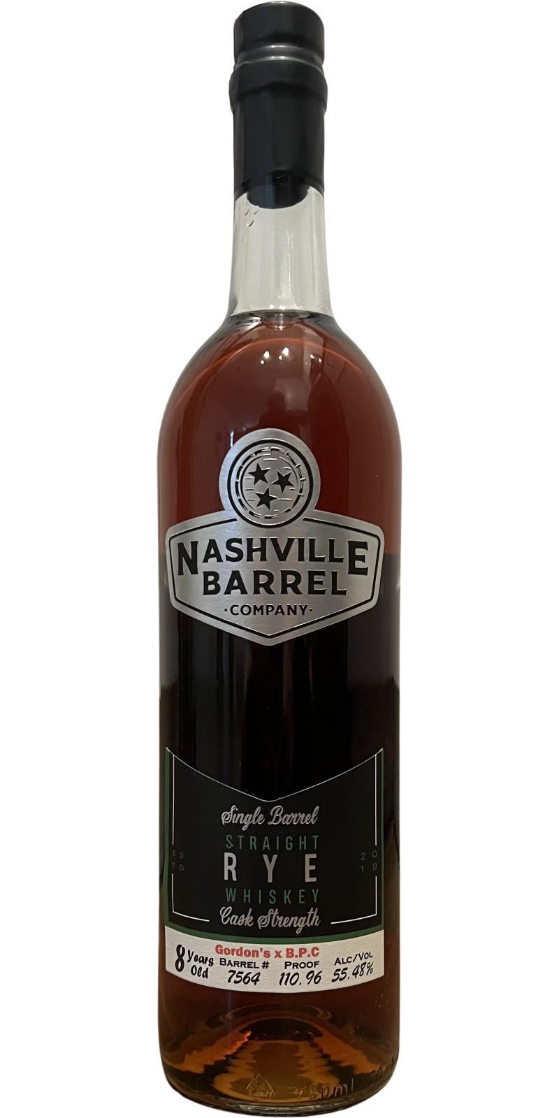 Nashville Barrel Company 08-year-old  Single Barrel Straight Rye Whiskey