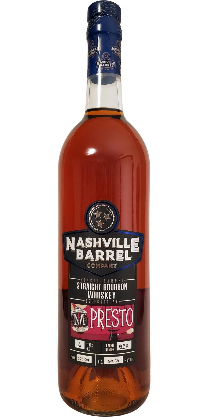 Nashville Barrel Company Straight Bourbon Whiskey  Single Barrel
