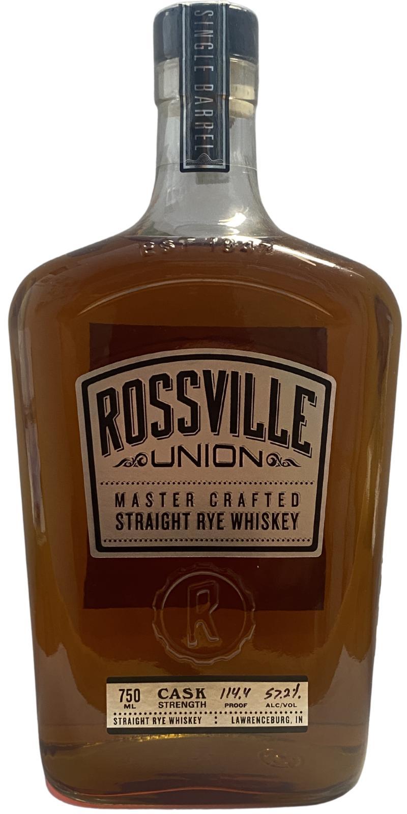 Rossville Union Master Crafted Straight Rye  Single Barrel