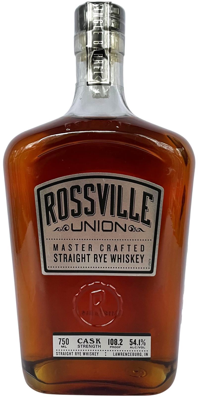 Rossville Union Master Crafted Straight Rye Whiskey  Cask Strength