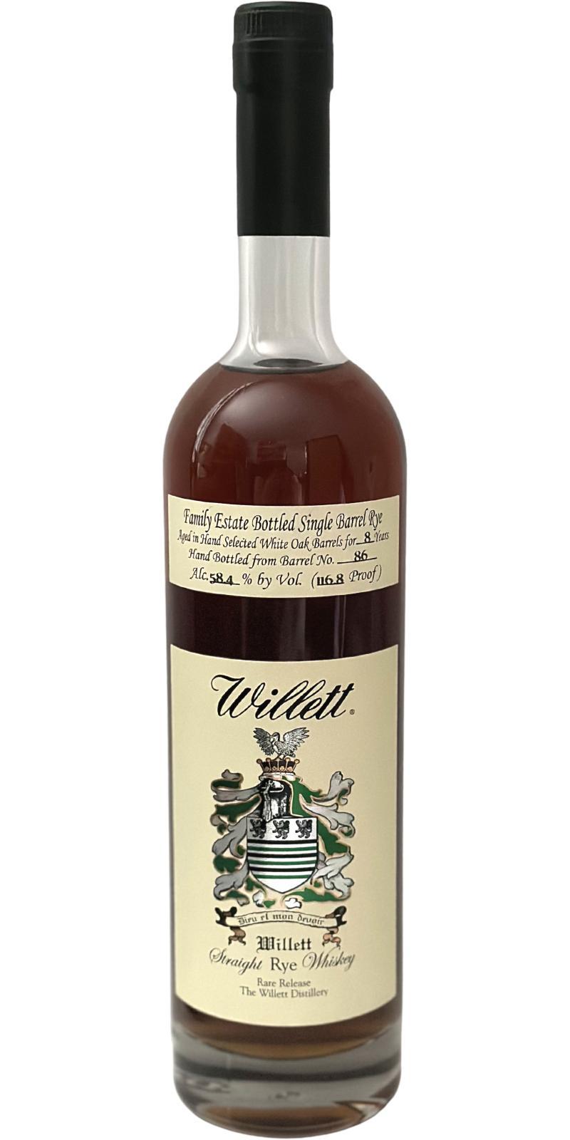 Willett 08-year-old  Family Estate Bottled Single Barrel Rye