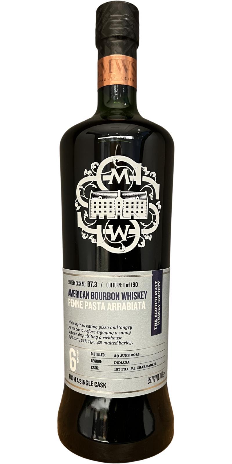 Bourbon Whiskey 2015 SMWS B7.3  Penne pasta arrabiata
