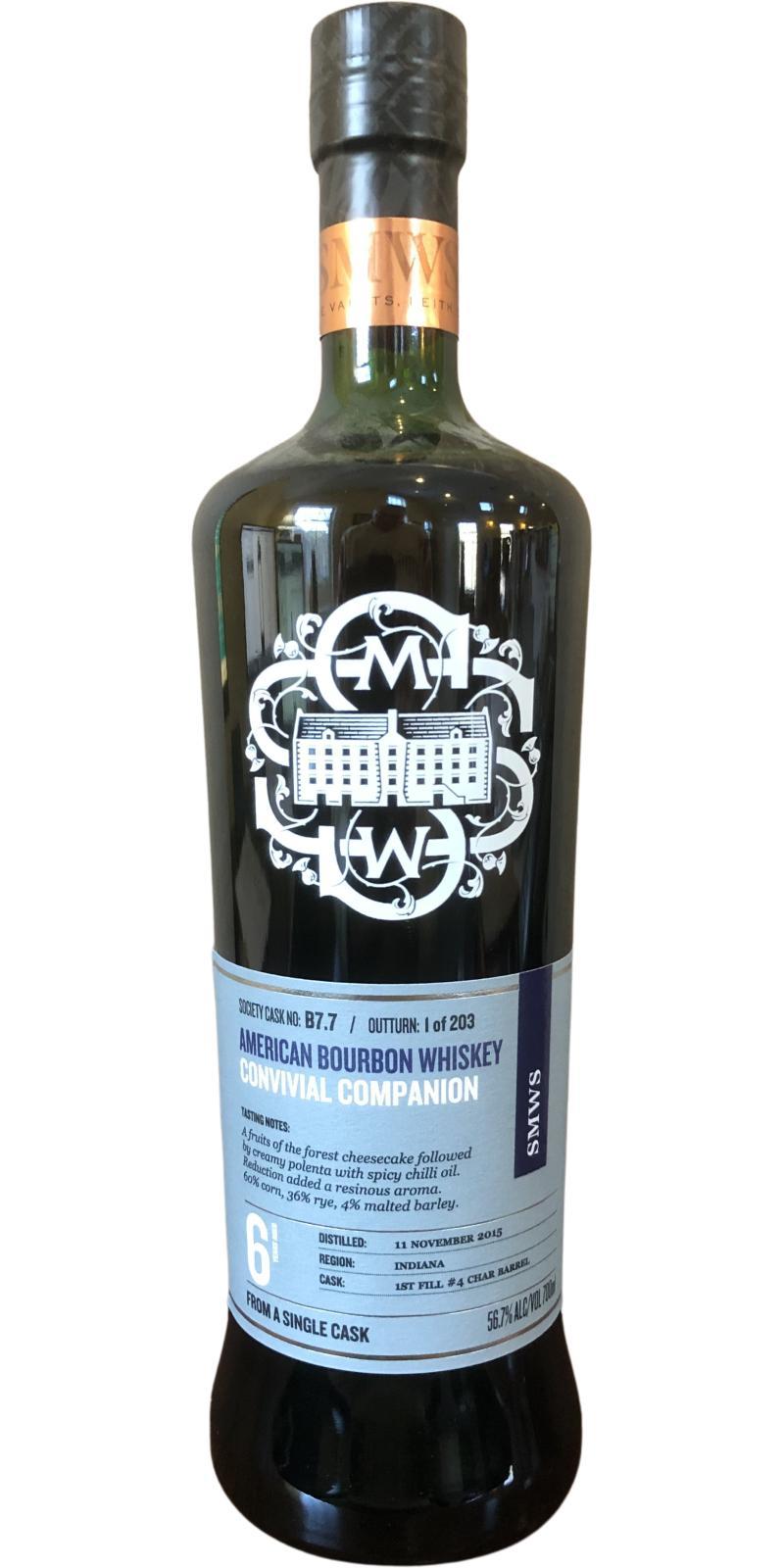 Bourbon Whiskey 2015 SMWS B7.7  Convivial companion