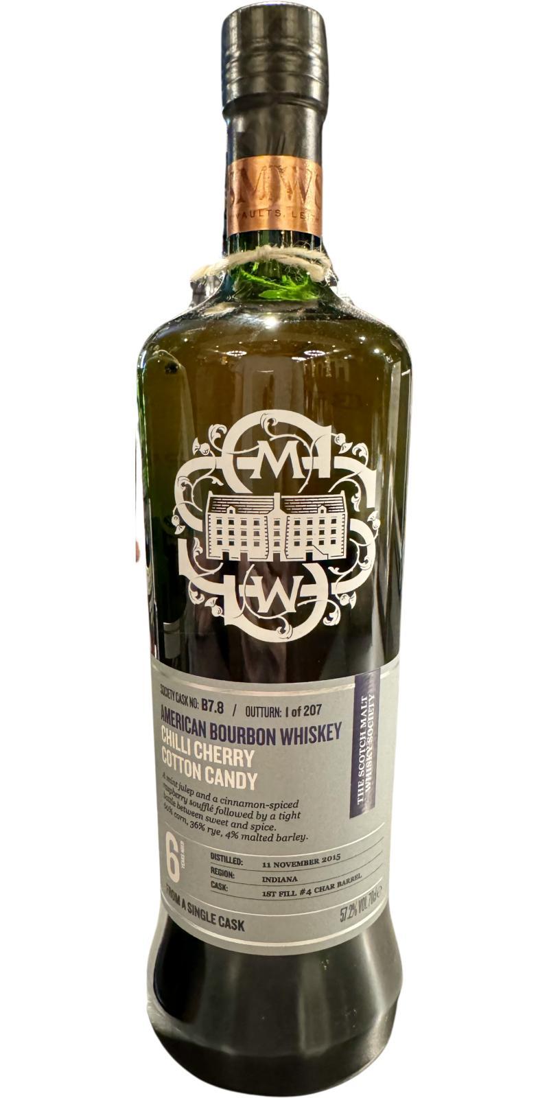 Bourbon Whiskey 2015 SMWS B7.8  Chilli cherry cotton candy