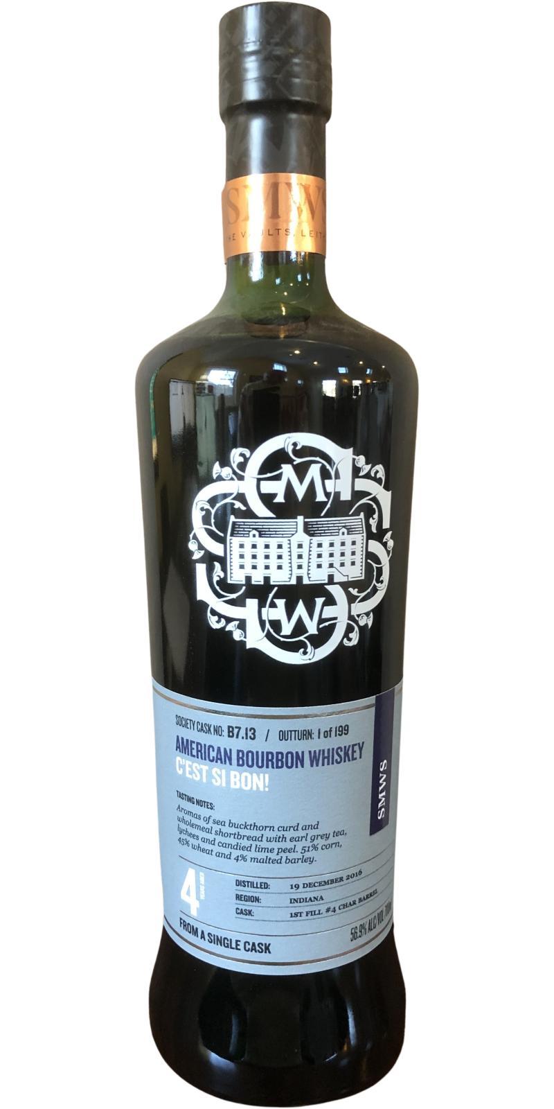 Bourbon Whiskey 2016 SMWS B7.13  C’est si bon!