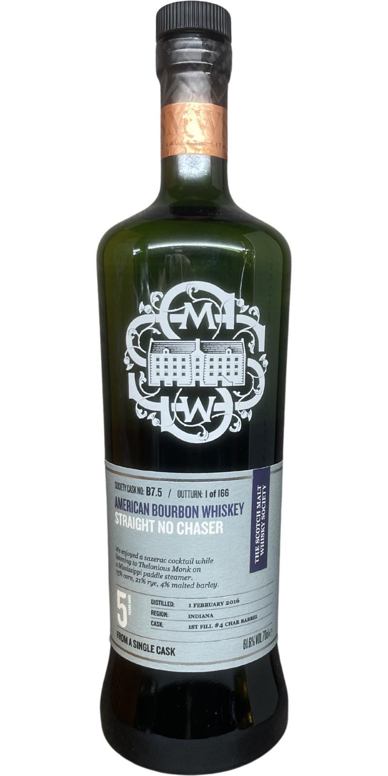 Bourbon Whiskey 2016 SMWS B7.5  Straight no chaser