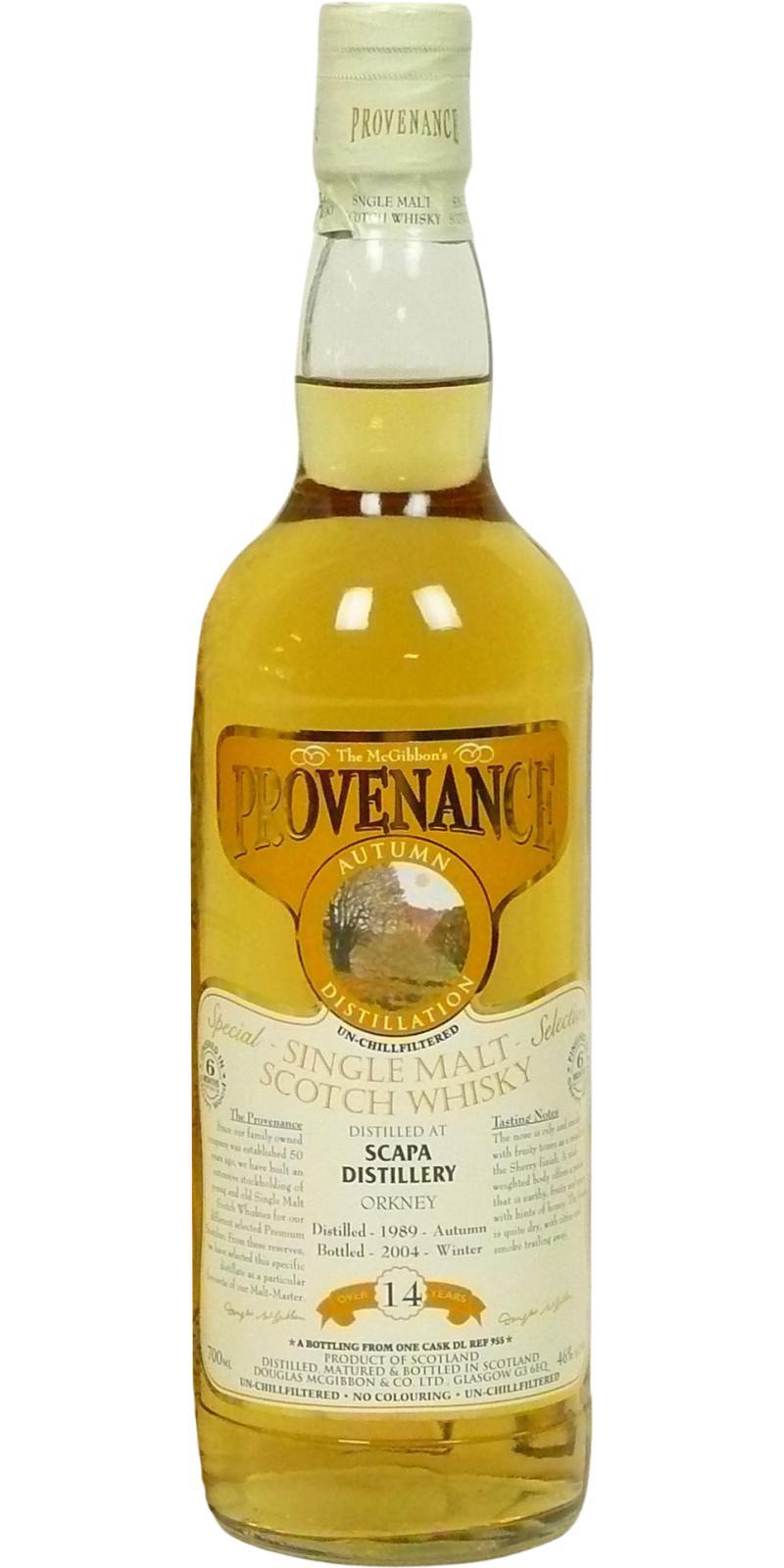 Scapa 1989 McG  McGibbon's Provenance