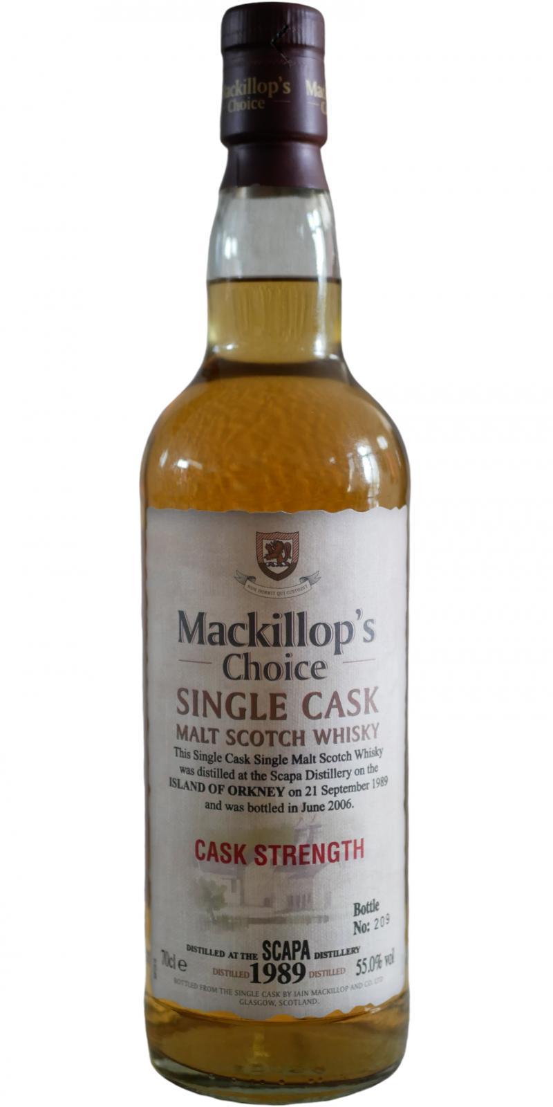 Scapa 1989 McC  Single Cask - Cask Strength