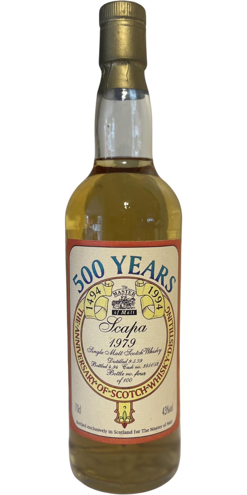 Scapa 1979 MoM   500 Years - Anniversary of Scotch Whisky Distilling 1494-1994