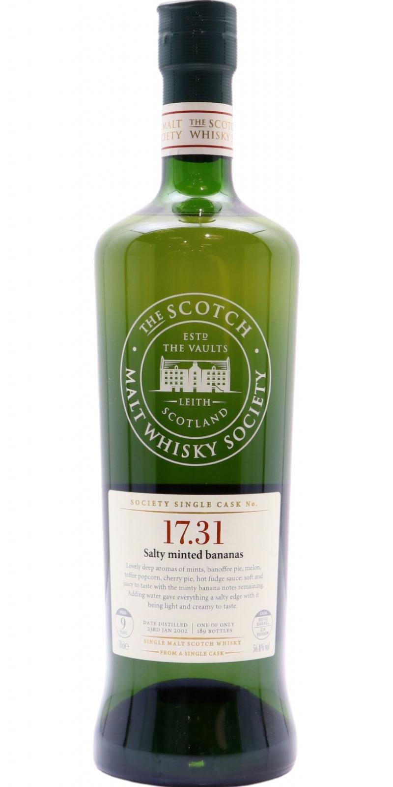 Scapa 2002 SMWS 17.31  Salty minted bananas