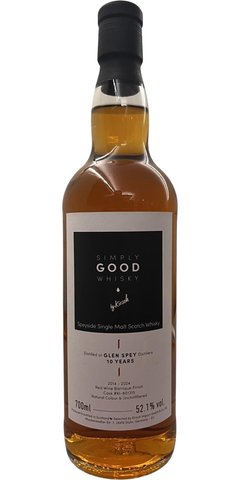 Glen Spey 2014 KI  Simply Good Whisky
