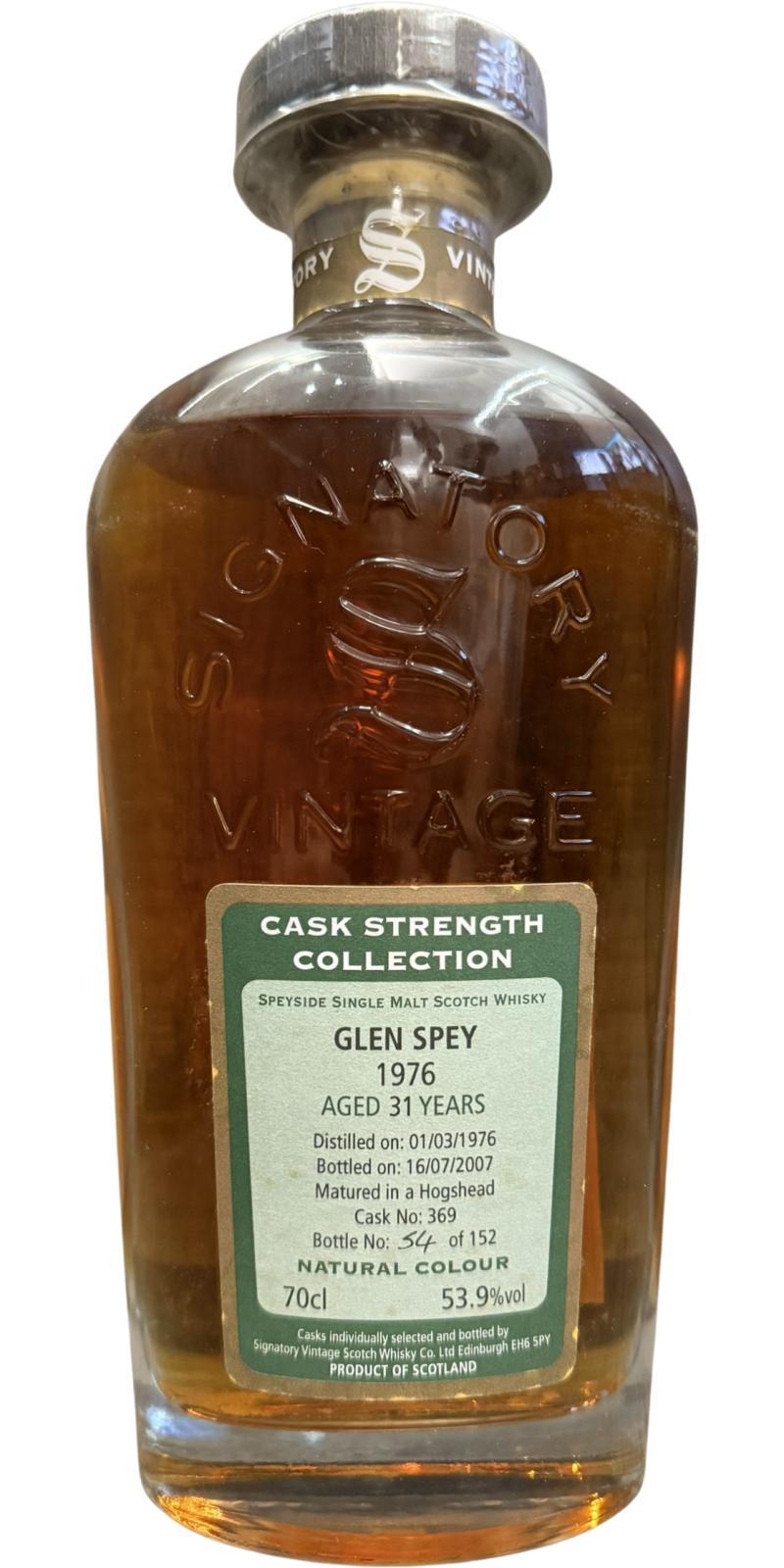 Glen Spey 1976 SV  Cask Strength Collection
