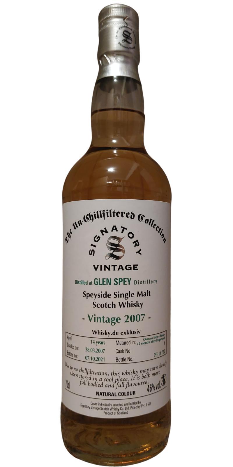 Glen Spey 2007 SV  The Un-Chillfiltered Collection