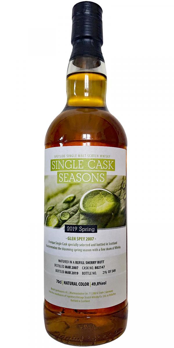 Glen Spey 2007 SV  Single Cask Seasons - 2019 Spring
