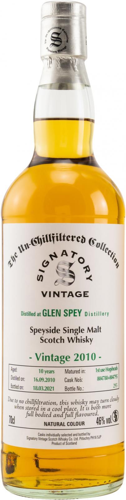 Glen Spey 2010 SV  The Un-Chillfiltered Collection