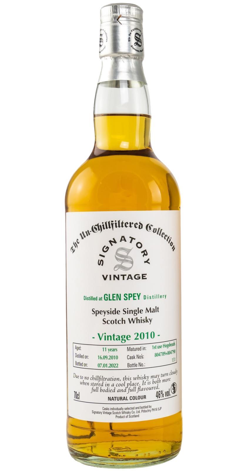 Glen Spey 2010 SV  The Un-Chillfiltered Collection