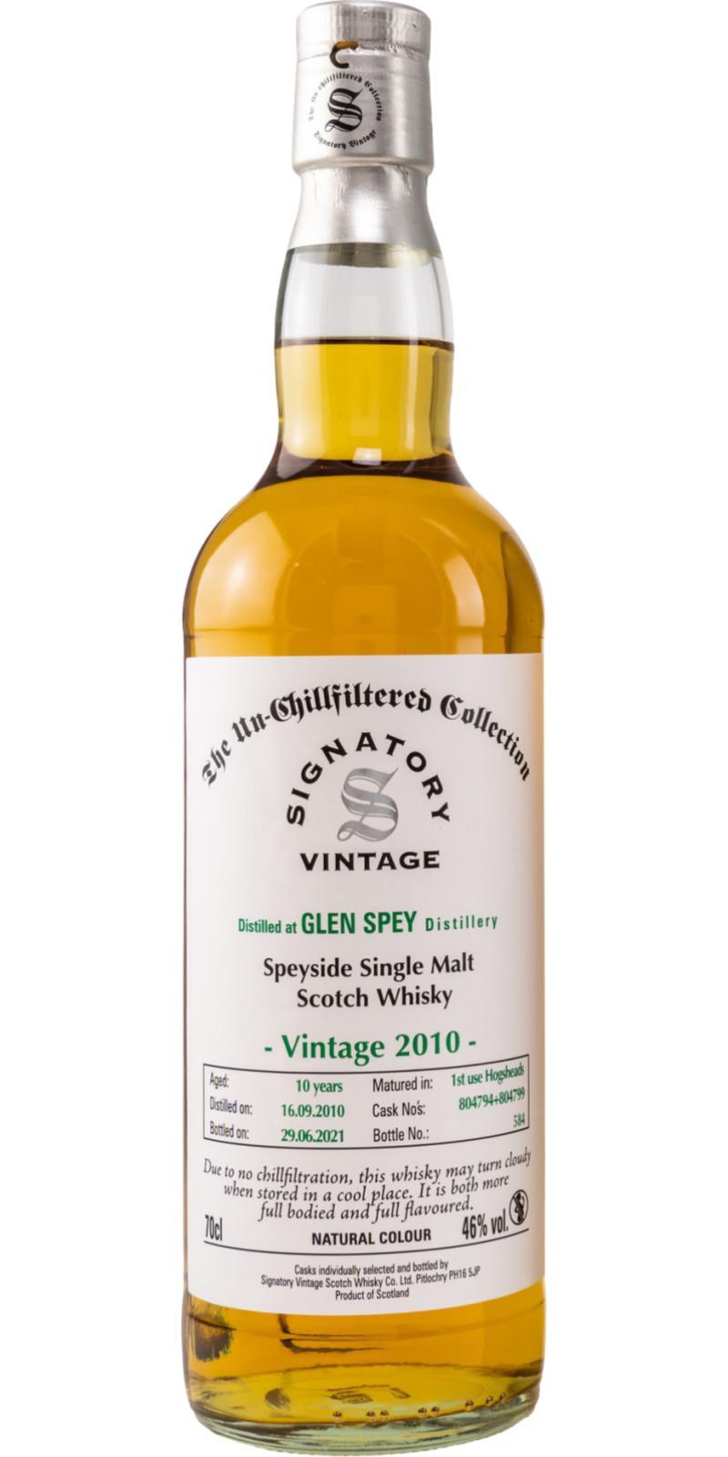 Glen Spey 2010 SV  The Un-Chillfiltered Collection