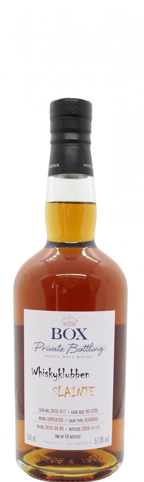 Box 2016 WSla  Whiskyklubben Slainte