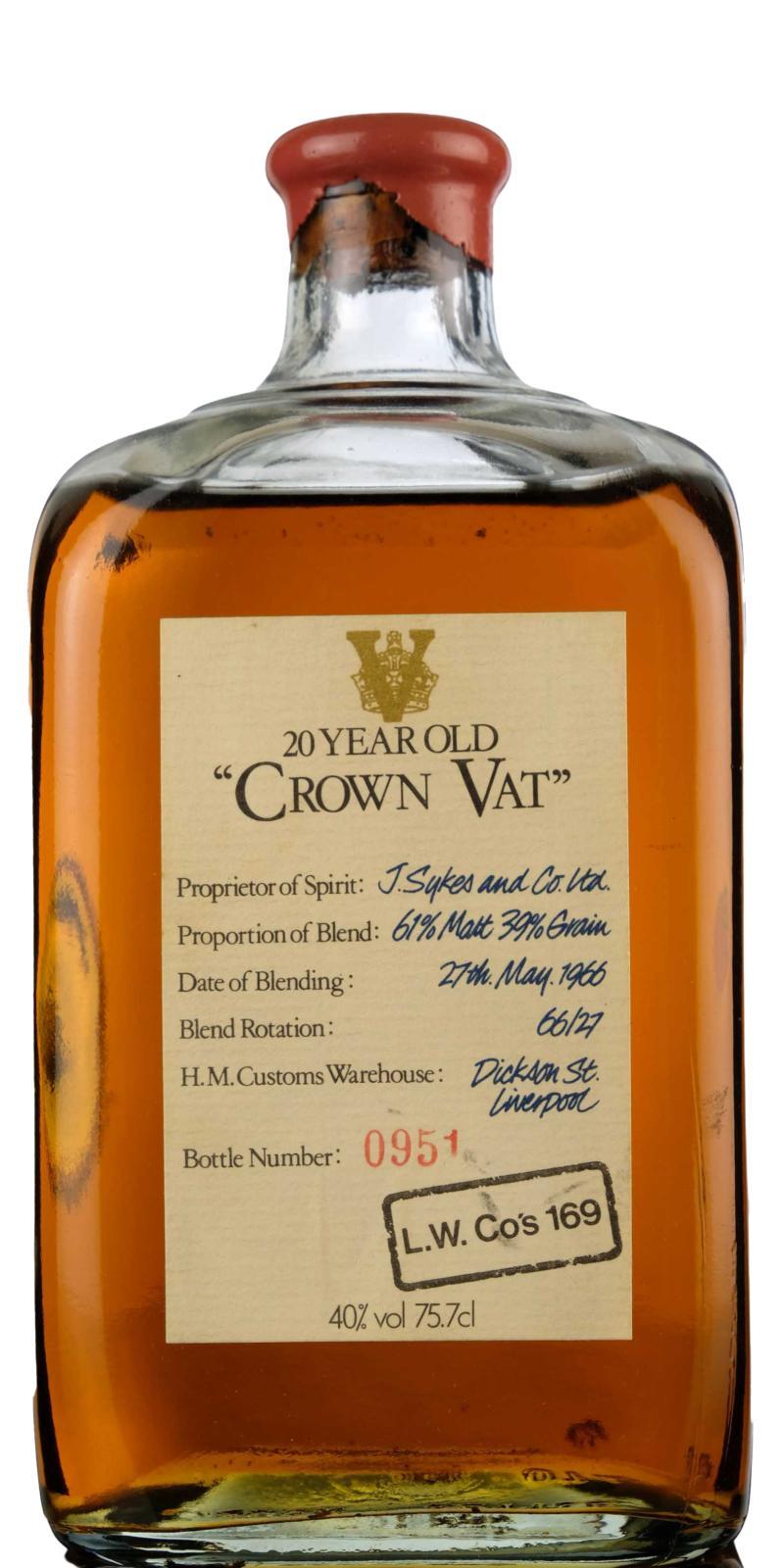 Crown Vat 20-year-old  L.W. Co´s 169