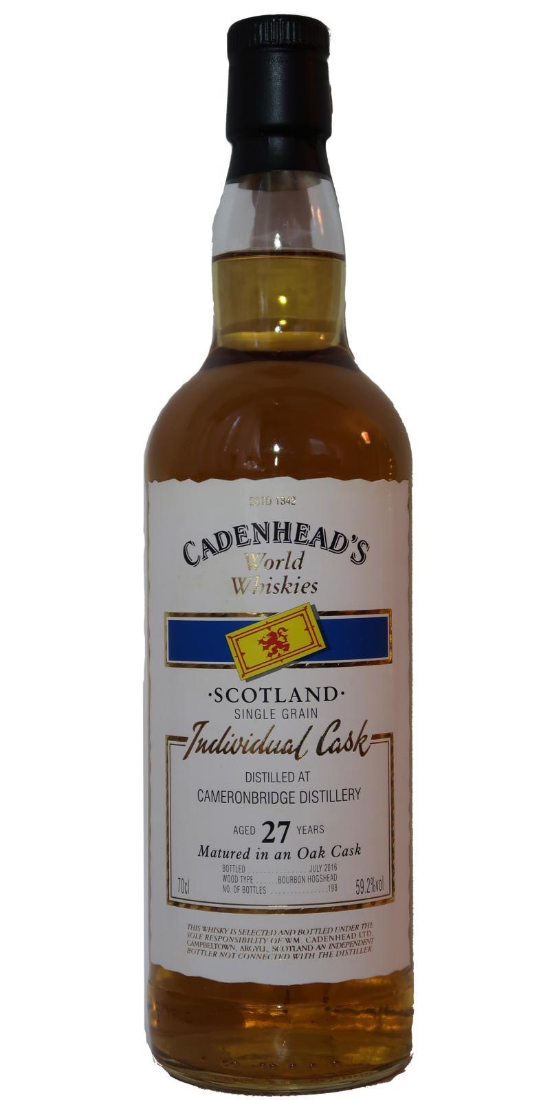 Cameronbridge 1989 CA  World Whiskies - Individual Cask