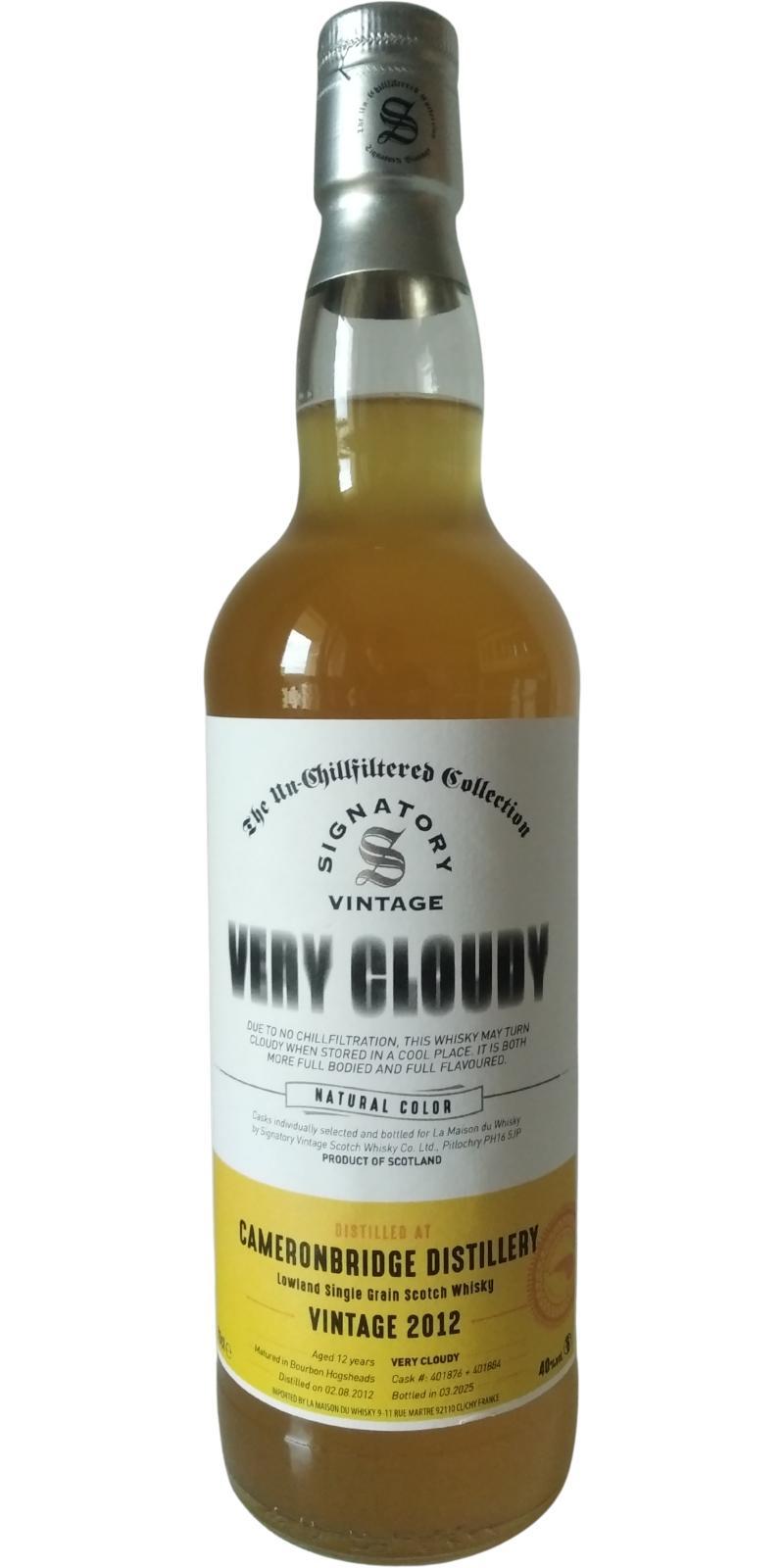 Cameronbridge 2012 SV  The Un-Chillfiltered Collection - Very Cloudy