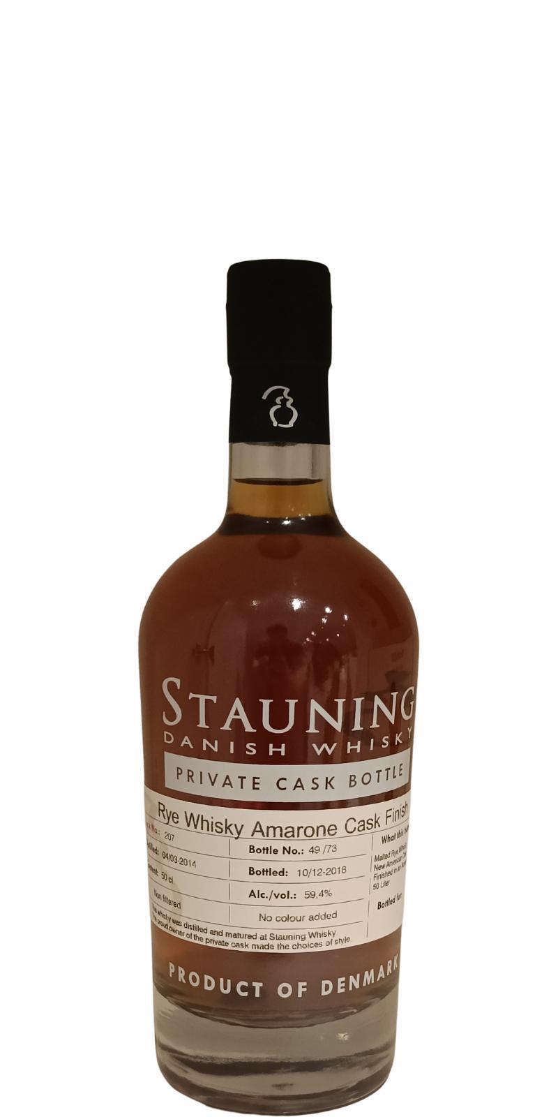 Stauning 2014  Rye - Amarone Cask - Private Cask Bottling