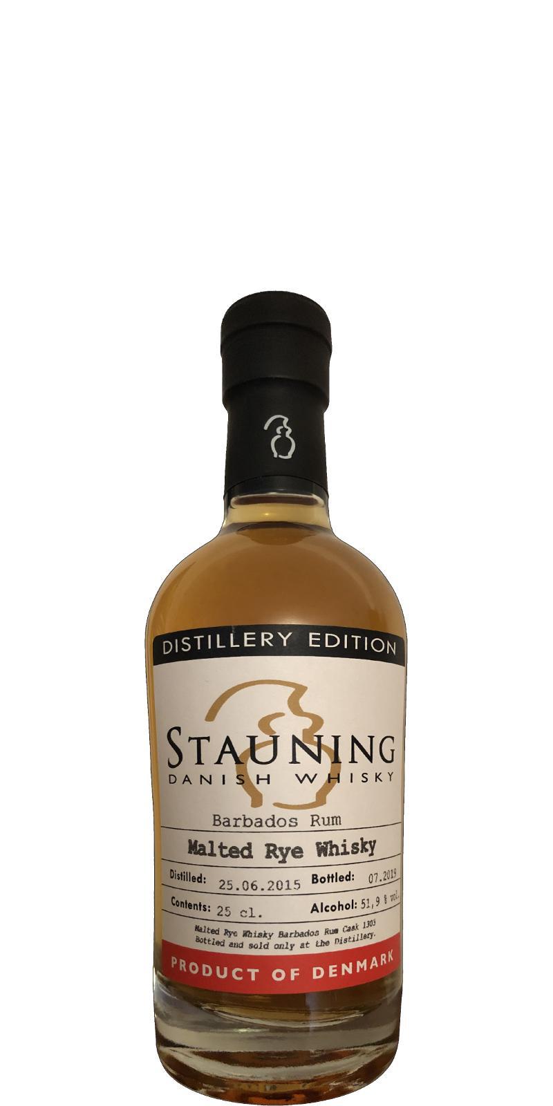 Stauning 2015  Distillery Edition - Malted Rye Whisky -Barbados Rum Finish